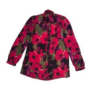 Apt 9 floral red button down shirt size S